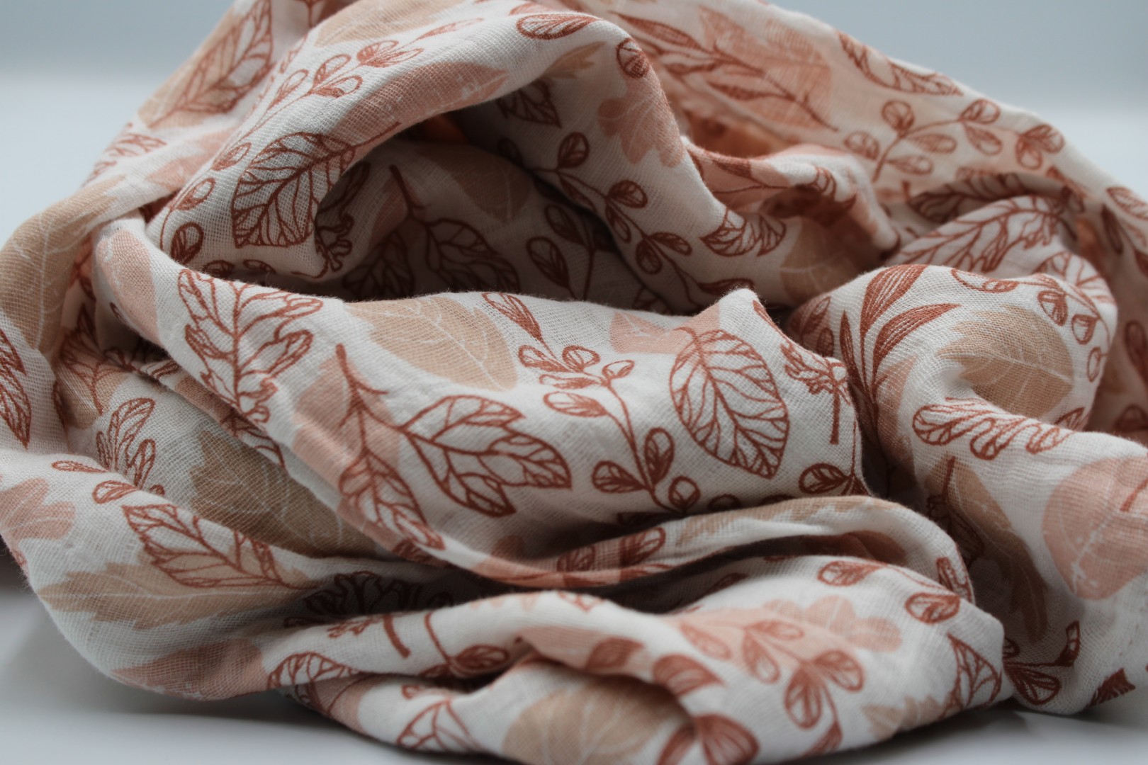 Muslin Cloth Baby Blanket / Swaddle Pink Leaves