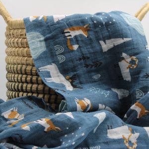 Muslin Cloth Baby Blanket / Swaddle Forest Animals