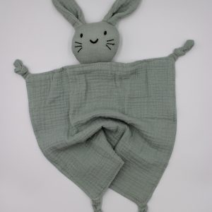 Muslin Cloth Bunny Baby Comforter Mint Green