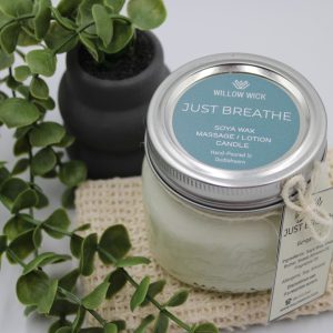 Just Breathe Massage Lotion and Candle Oudtshoorn Willow Wick Candles