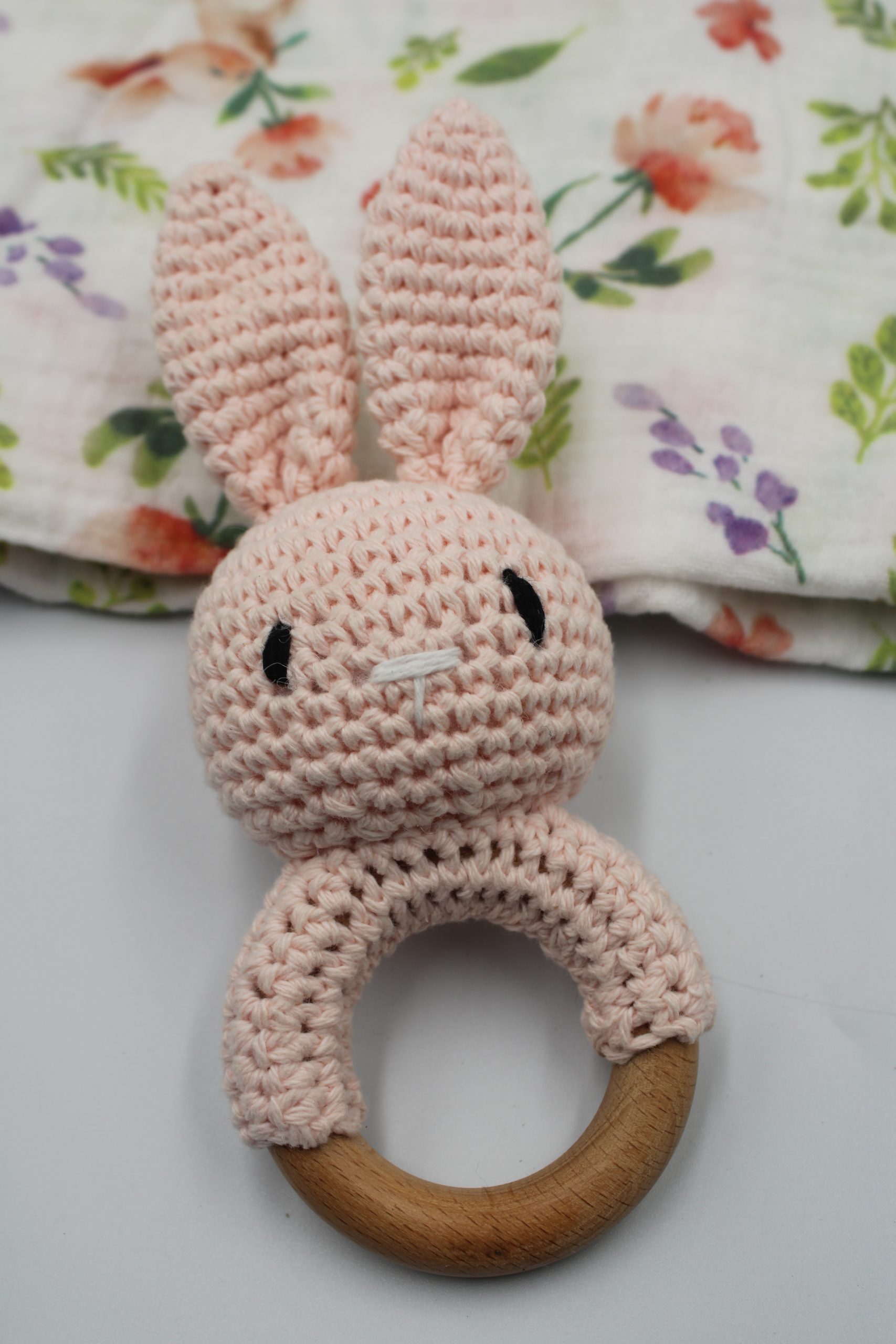 Crochet Bunny Rattle Pink