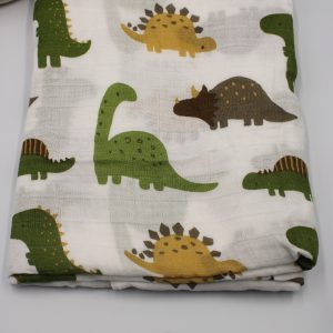 Muslin Cloth Baby Blanket / Swaddle Dinosaur
