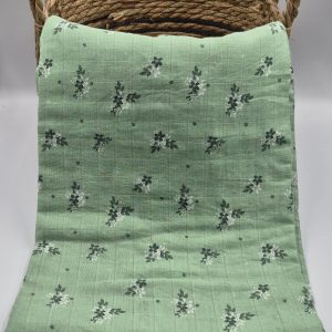 Muslin baby blanket green with flowers